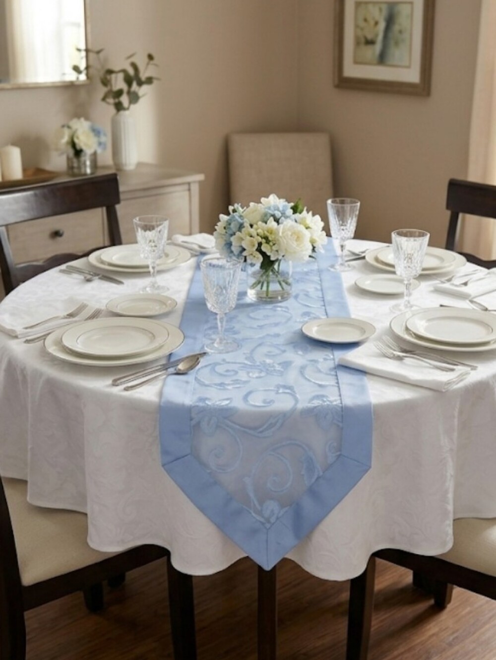 Blue Sheer Pattern Table Runner